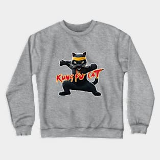 black cat elite kung fu cat fighter in vintage retro style Crewneck Sweatshirt